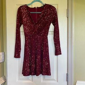 Fashion, Nova Burgundy Sequin Dress Size Extra Small